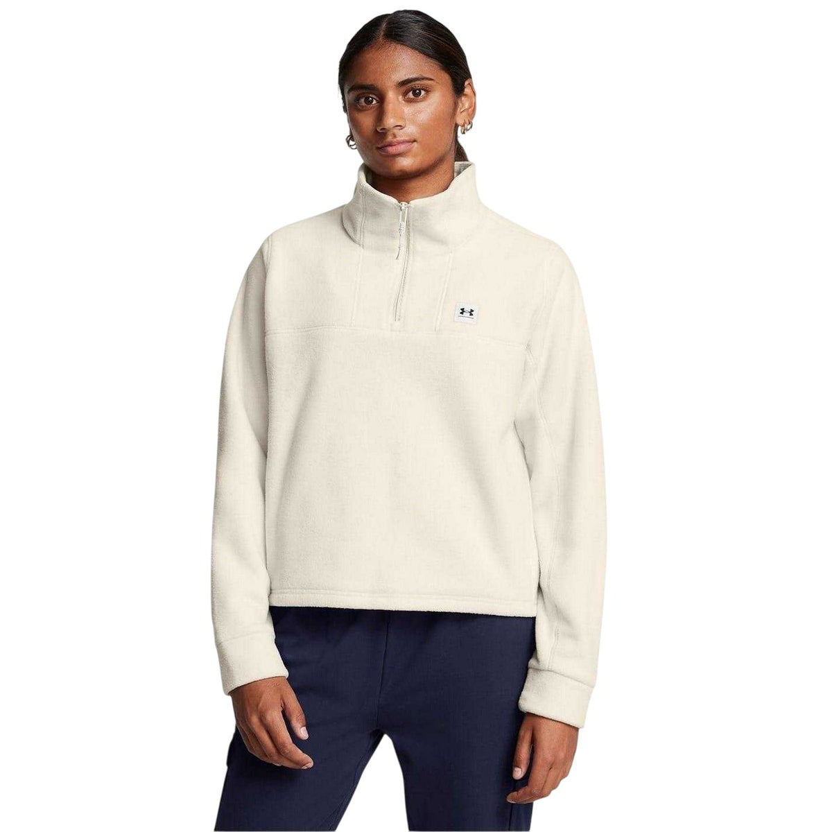 White - Side - Under Armour Womens-Ladies Expanse Zip Neck Long-Sleeved Sweatshirt