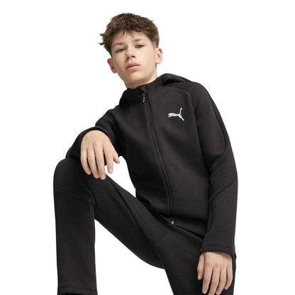 Puma Black - Side - Puma Childrens-Kids Evostripe Full Zip Hoodie