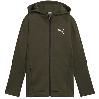 Dark Olive - Front - Puma Childrens-Kids Evostripe Full Zip Hoodie