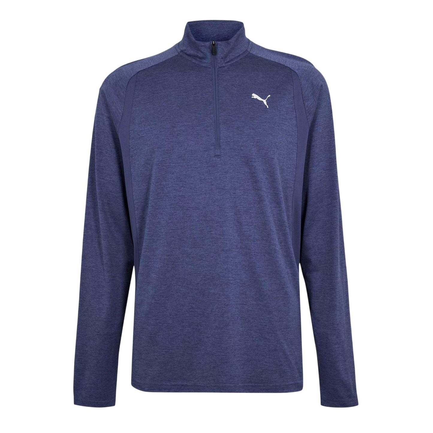 Blue Heather - Front - Puma Mens Performance Quarter Zip Tailored Long-Sleeved Top
