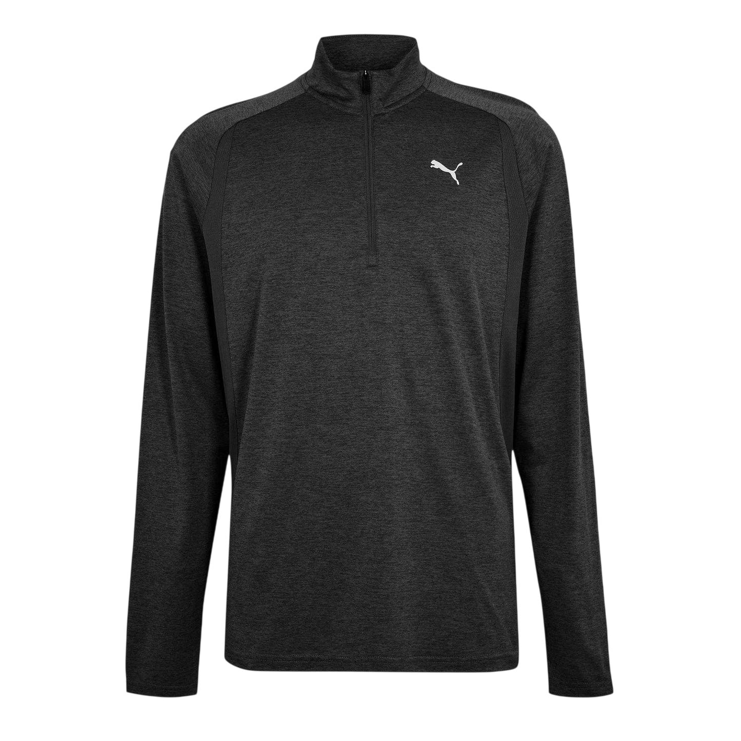 Charcoal - Front - Puma Mens Performance Quarter Zip Tailored Long-Sleeved Top