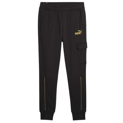 Puma Black - Front - Puma Mens Logo Regular Cargo Jogging Bottoms