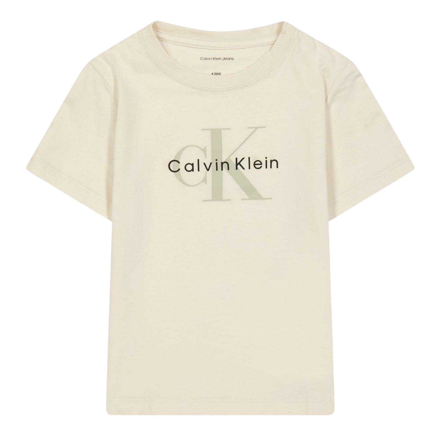 Whitecap Grey - Front - Calvin Klein Childrens-Kids Monogram Short-Sleeved T-Shirt