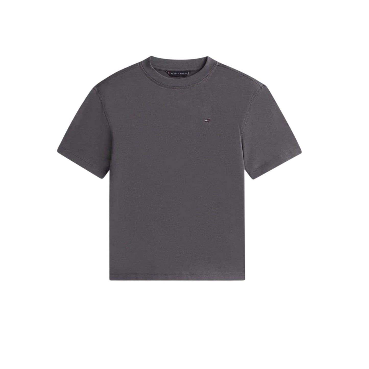 Washed Black - Front - Tommy Hilfiger Childrens-Kids Embroidered Logo Crew Neck T-Shirt