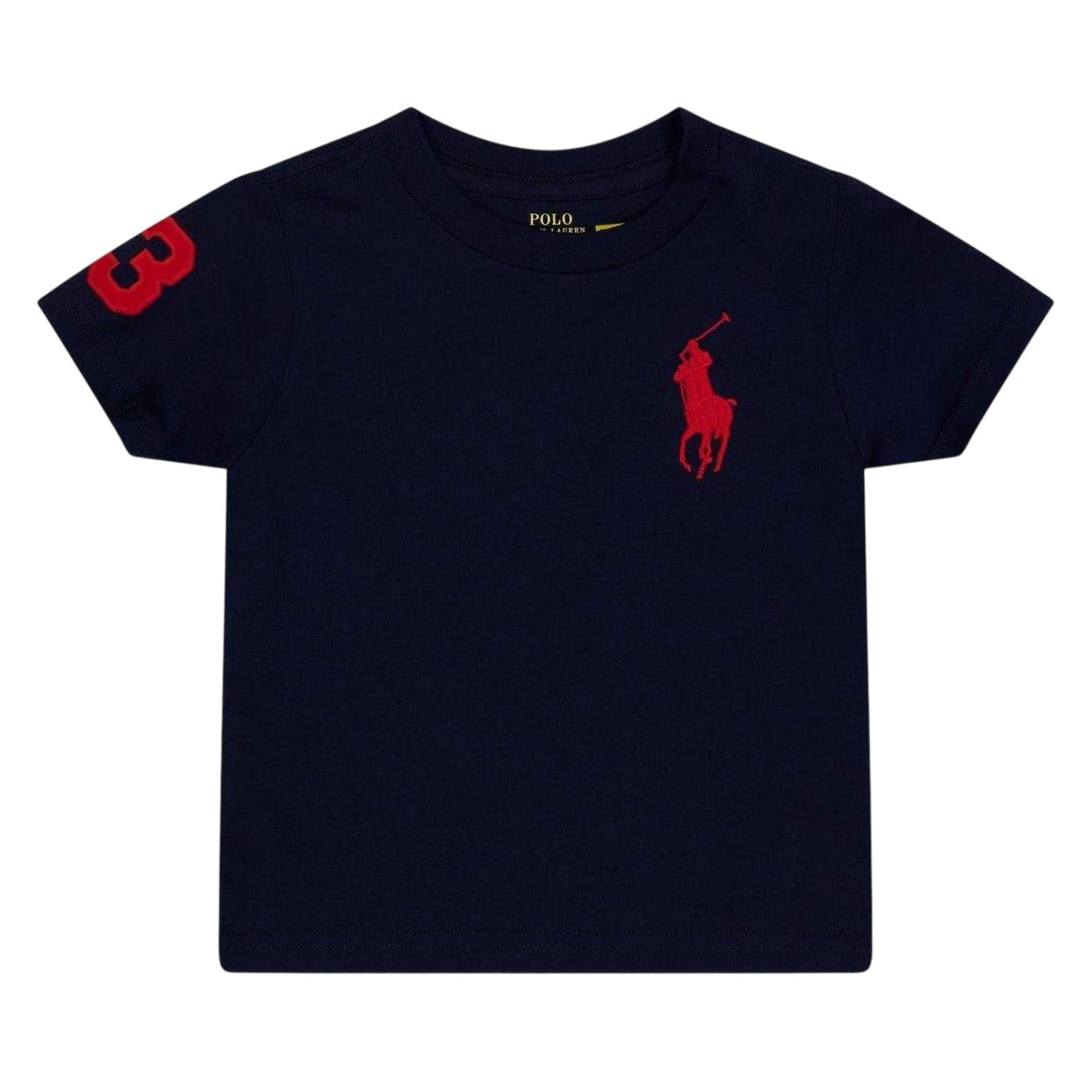 Navy Blue - Front - Ralph Lauren Childrens-Kids Embroidered Logo Crew Neck T-Shirt