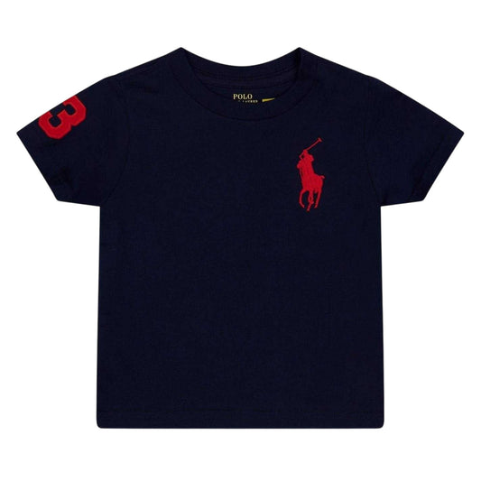 Navy Blue - Front - Ralph Lauren Childrens-Kids Embroidered Logo Crew Neck T-Shirt