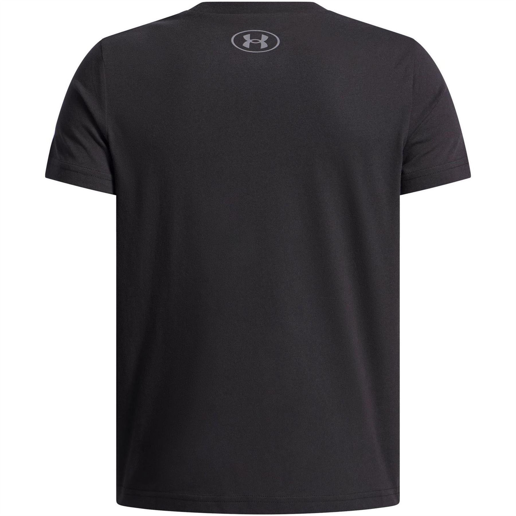 Black - Side - Under Armour Childrens-Kids Foundation Regular Short-Sleeved T-Shirt