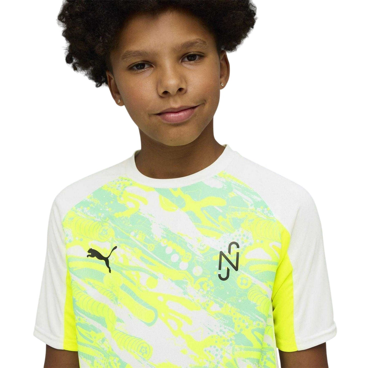 White-Yellow - Side - Puma Boys Logo Performance T-Shirt
