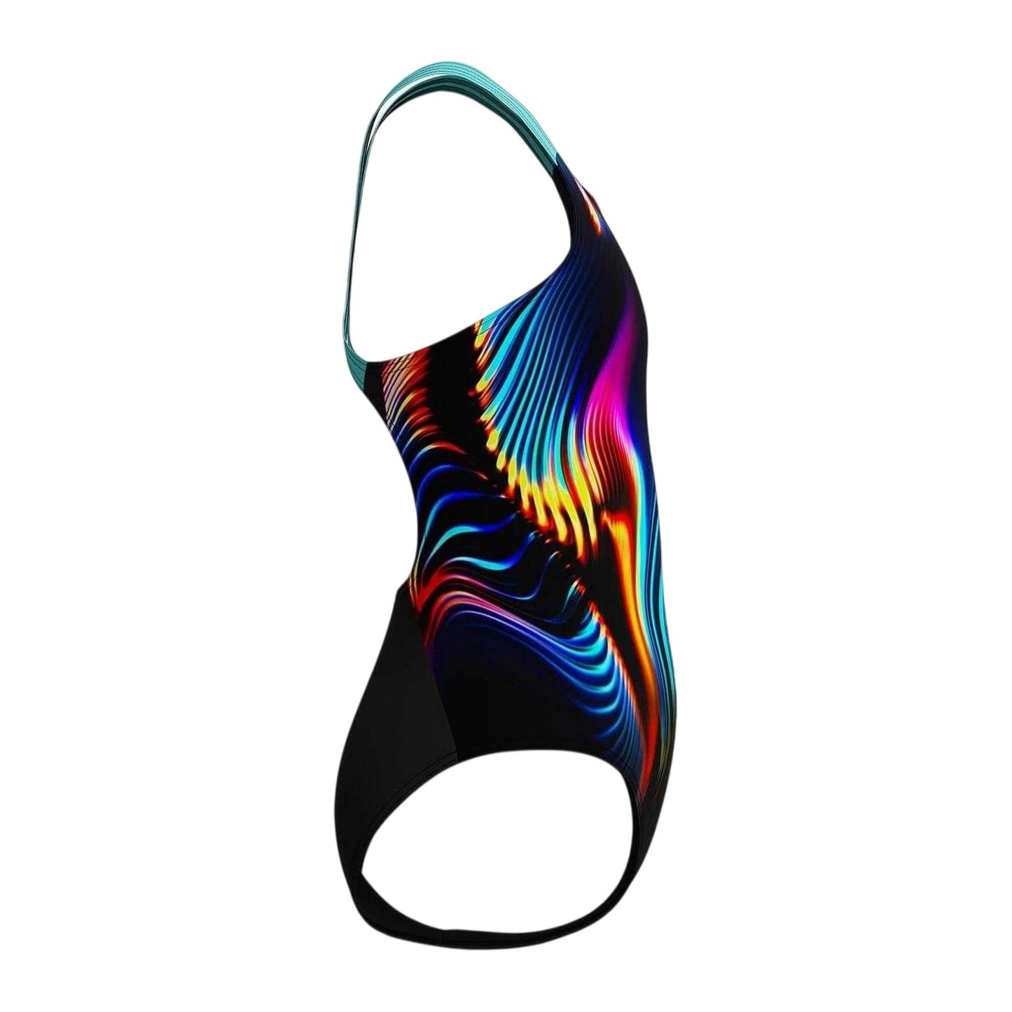 Black-Multicoloured - Lifestyle - Speedo Girls Digital Print Powerback One Piece Swimsuit