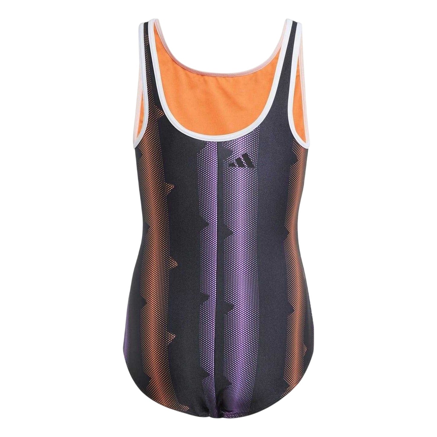 Black-White - Back - Adidas Girls Tiro One Piece Swimsuit