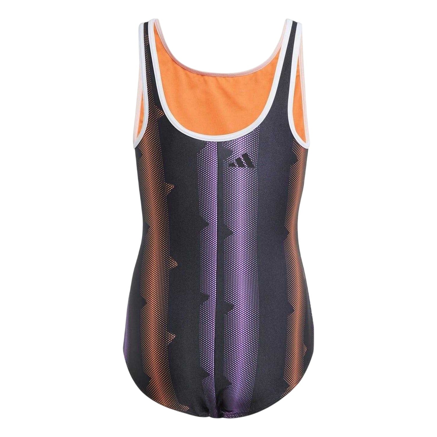 Black-White - Back - Adidas Girls Tiro One Piece Swimsuit
