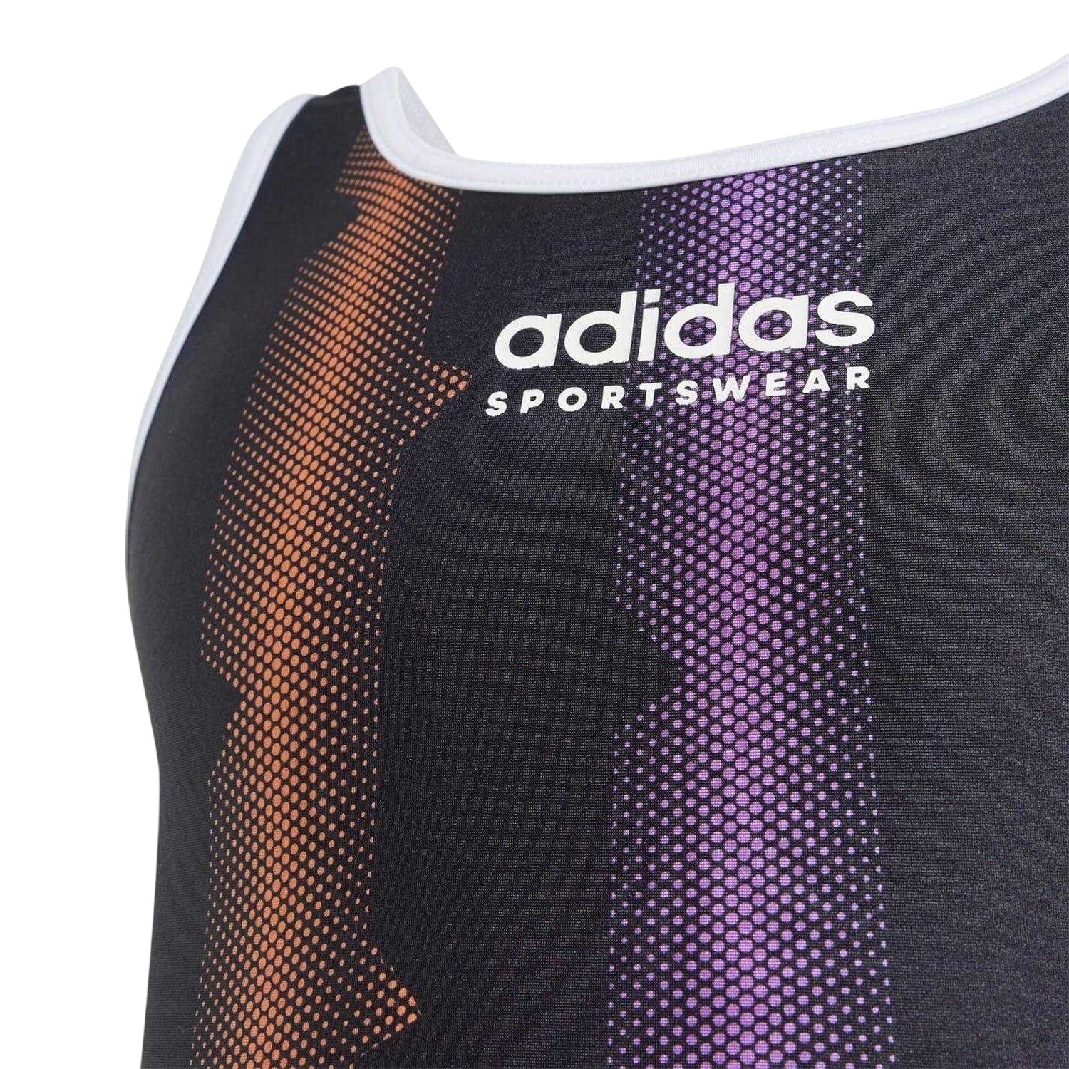 Black-White - Side - Adidas Girls Tiro One Piece Swimsuit