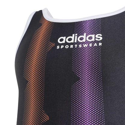 Black-White - Side - Adidas Girls Tiro One Piece Swimsuit