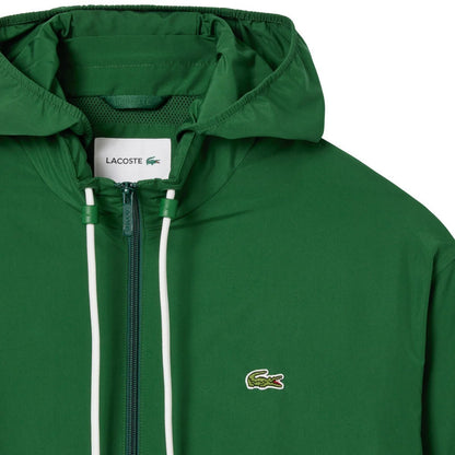 Green - Side - Lacoste Mens Detachable Hood Sports Jacket