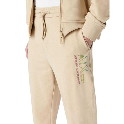 Beige - Side - Armani Exchange Mens Cotton Logo Trousers