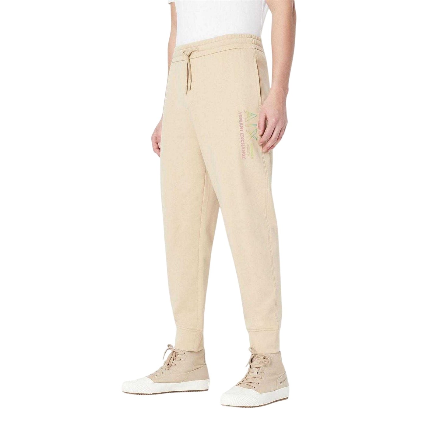 Beige - Lifestyle - Armani Exchange Mens Cotton Logo Trousers