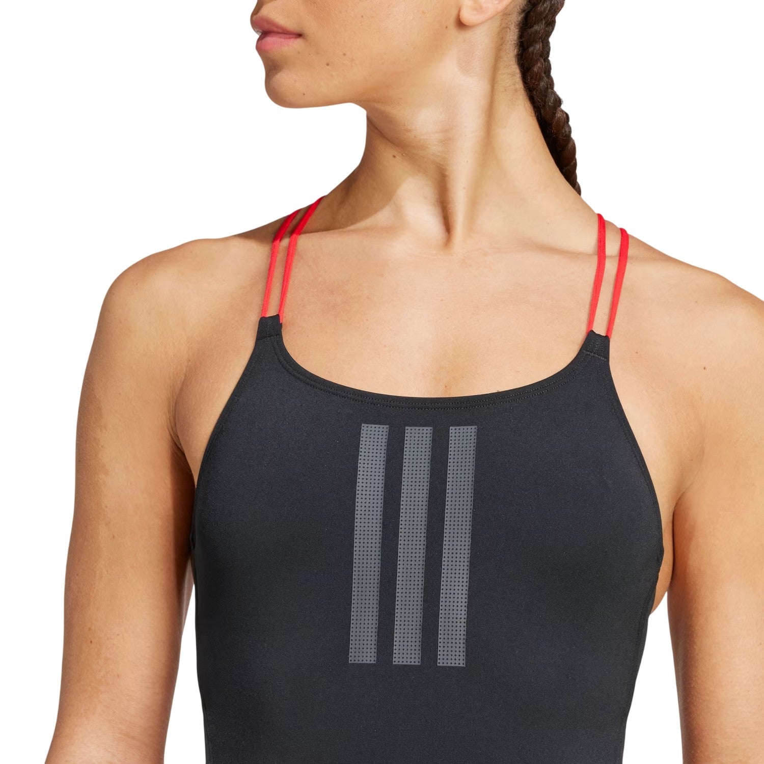 Black - Side - Adidas Womens-Ladies Ripstream 3 Stripes One Piece Swimsuit