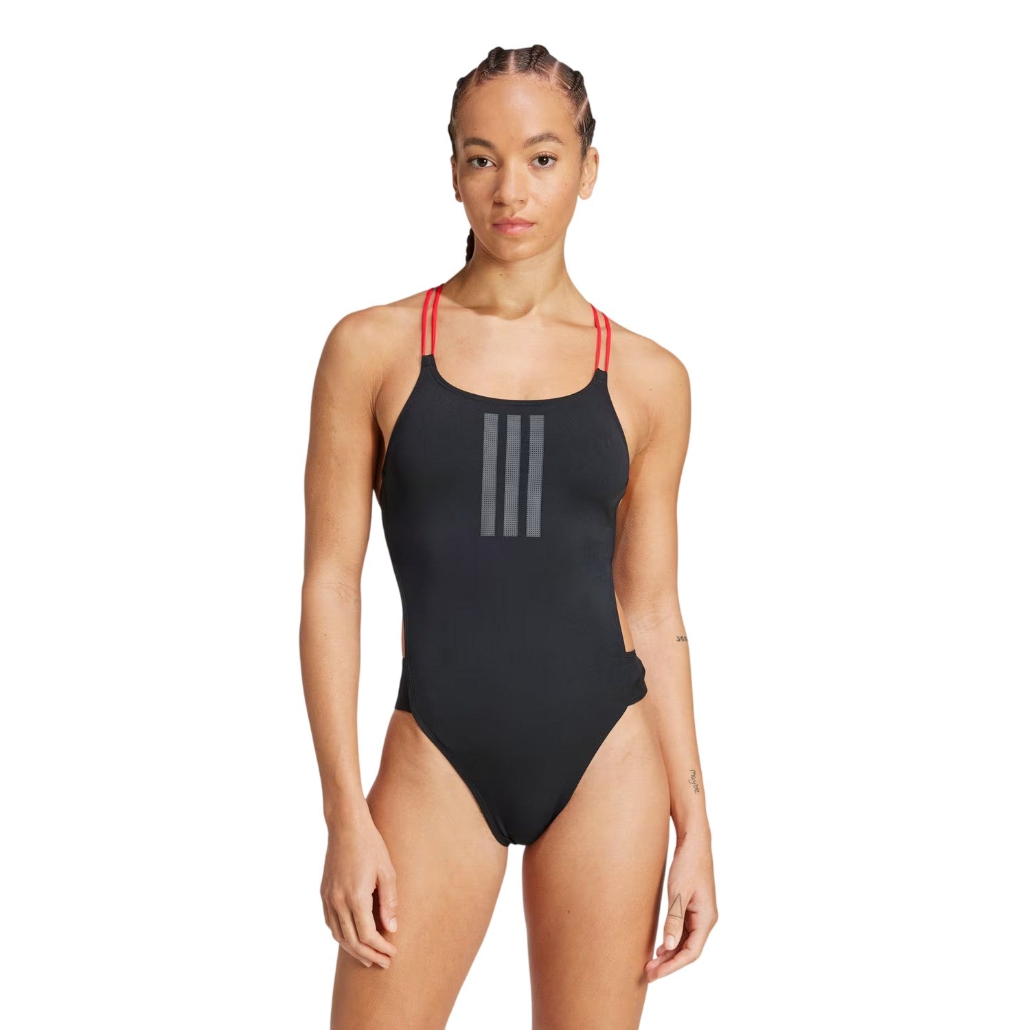 Black - Lifestyle - Adidas Womens-Ladies Ripstream 3 Stripes One Piece Swimsuit