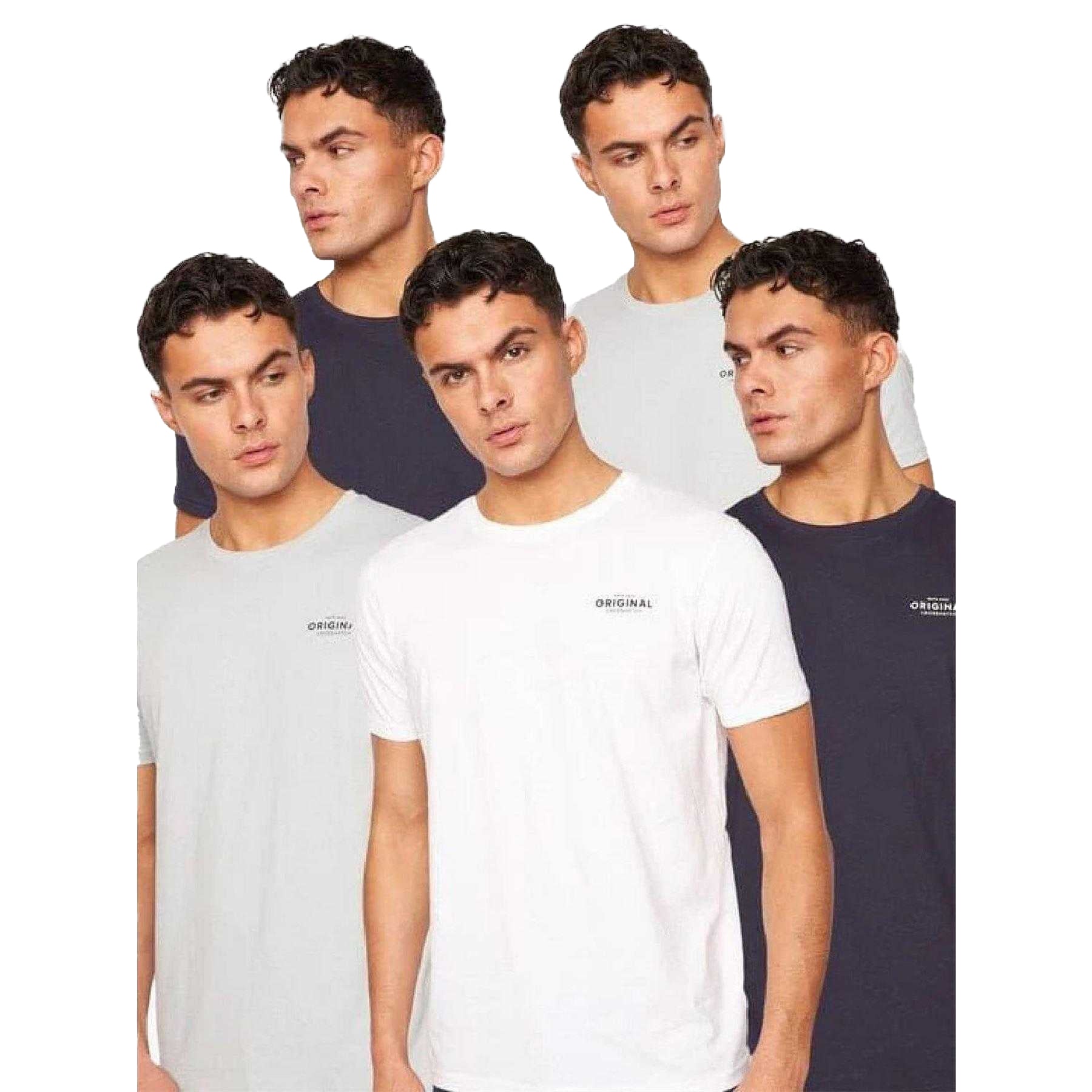 Multicoloured - Front - Crosshatch Mens Bailtee Logo Cotton T-Shirt (Pack of 5)