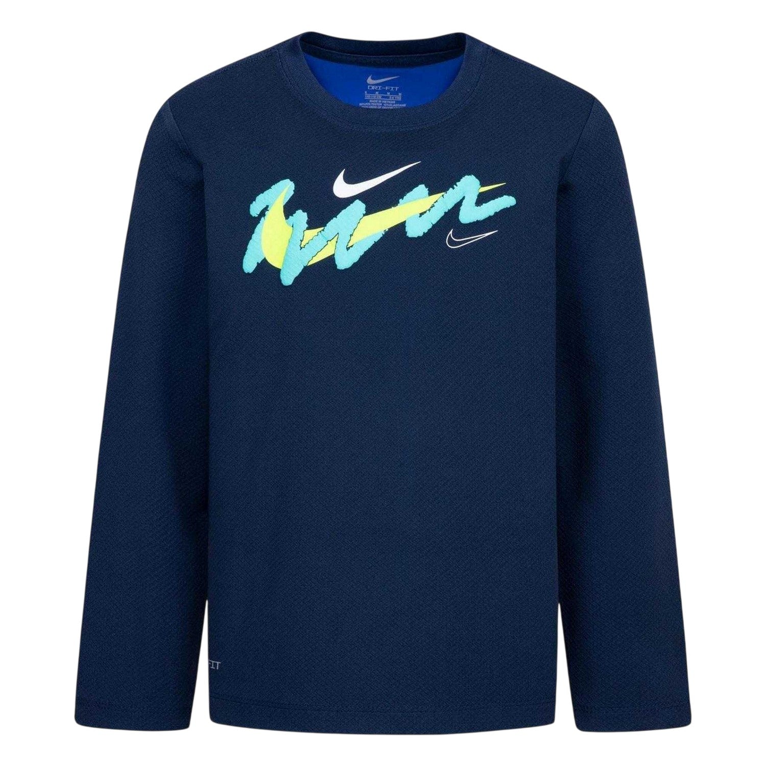 Navy - Front - Nike Boys Swoosh Long-Sleeved T-Shirt