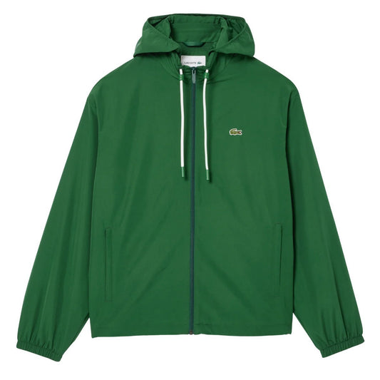 Green - Front - Lacoste Mens Detachable Hood Sports Jacket