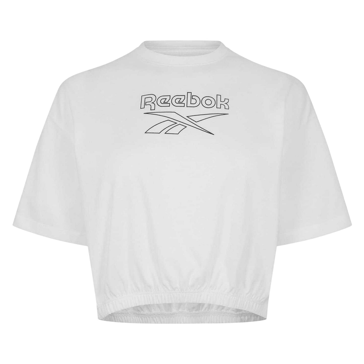 White - Front - Reebok Womens-Ladies Cotton Regular Crop T-Shirt