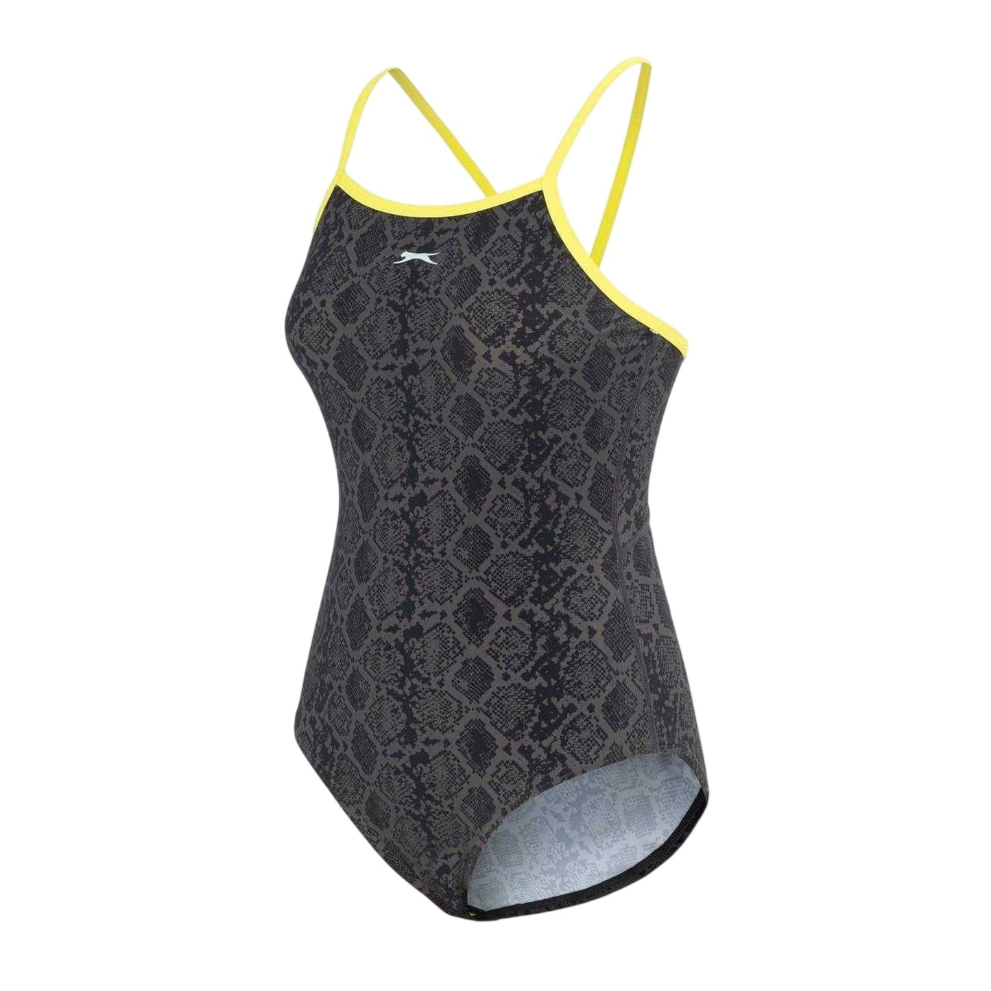 Black-Green - Side - Slazenger Womens-Ladies Snakeskin Textured One Piece Swimsuit