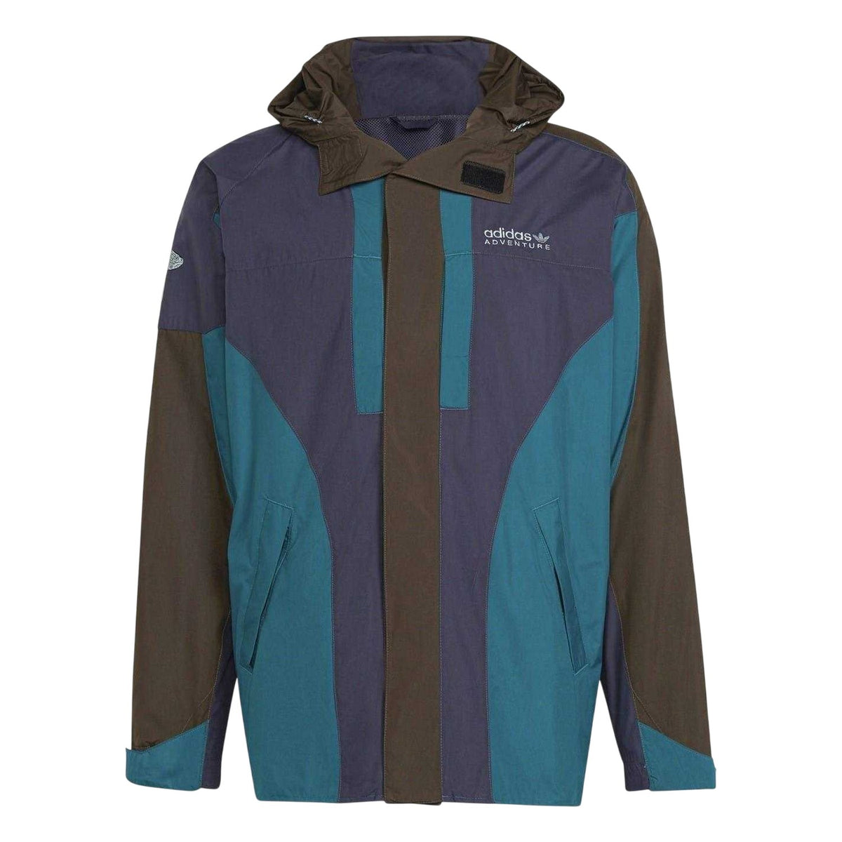 Dark Navy-Brown-Teal - Front - Adidas Mens Colour Block Logo Jacket
