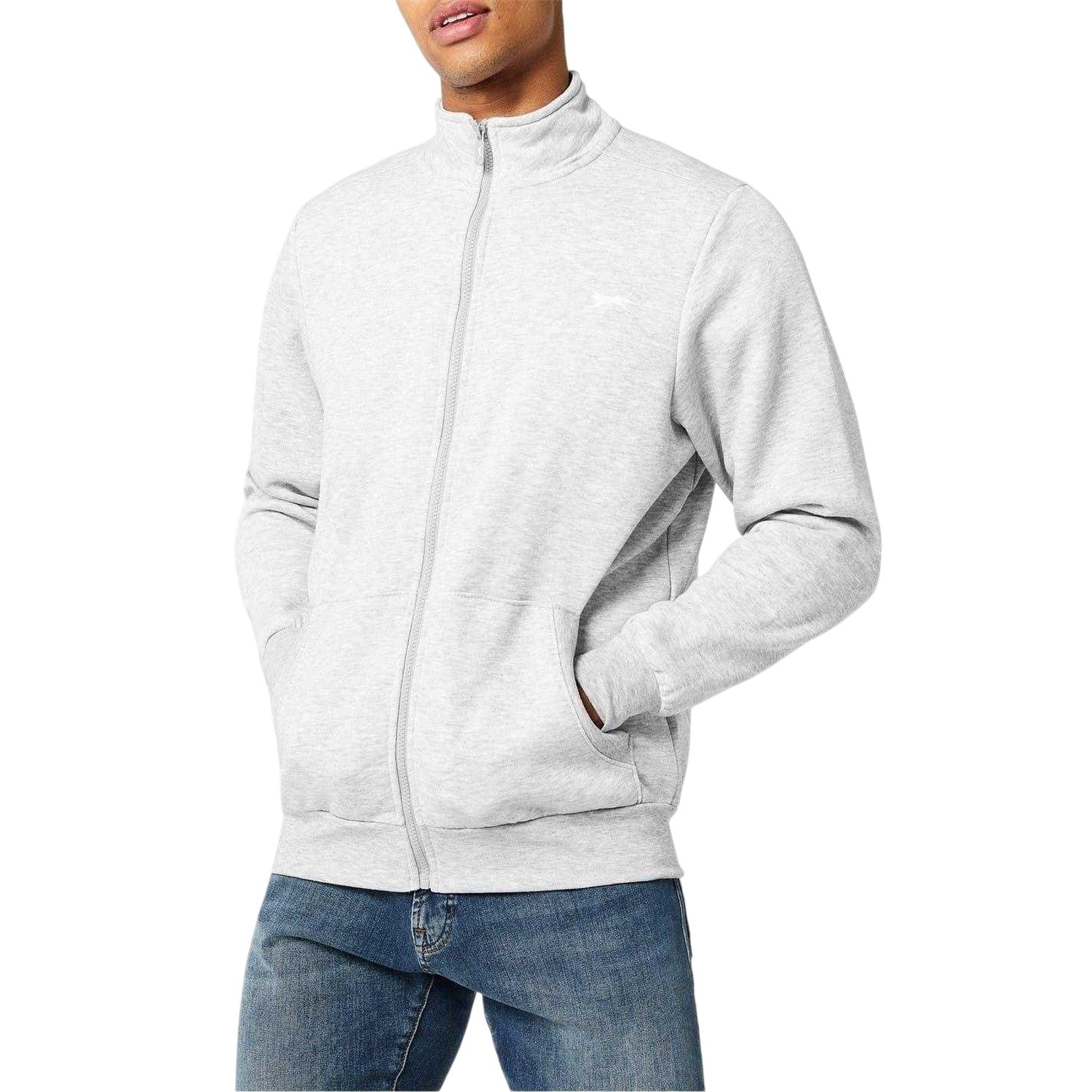 Grey Marl - Side - Slazenger Mens Logo Polycotton Full Zip Jacket
