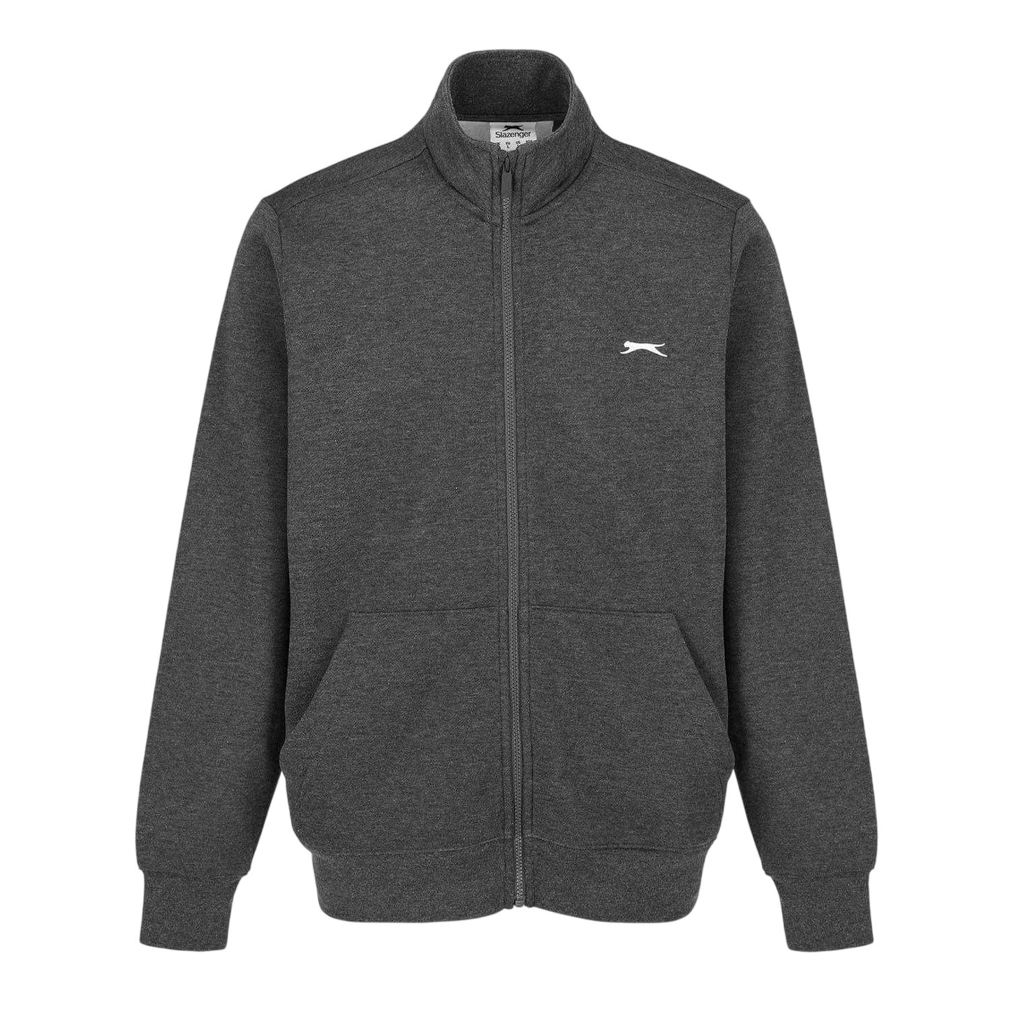 Charcoal Marl - Front - Slazenger Mens Logo Polycotton Full Zip Jacket