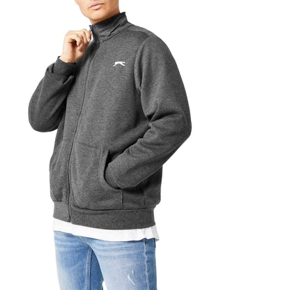 Charcoal Marl - Side - Slazenger Mens Logo Polycotton Full Zip Jacket