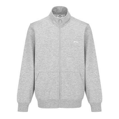 Grey Marl - Front - Slazenger Mens Logo Polycotton Full Zip Jacket