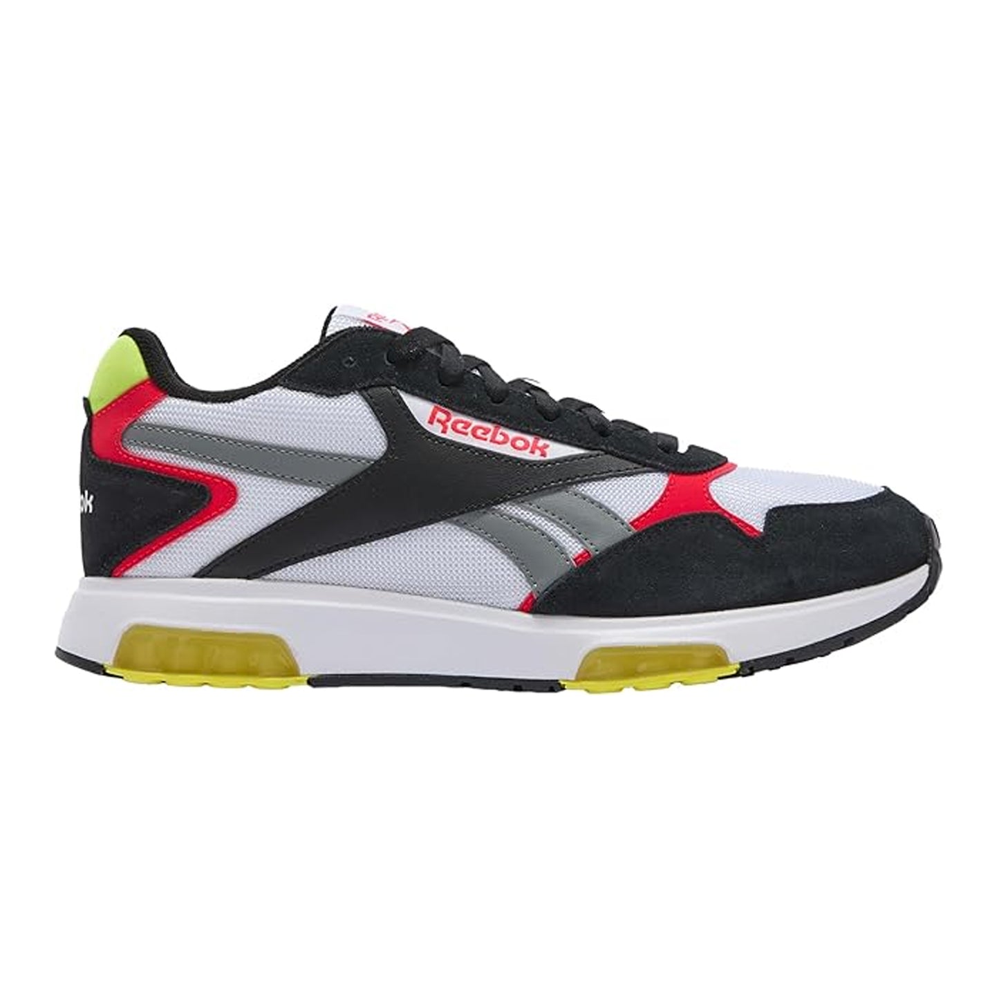 White-Black - Side - Reebok Childrens-Kids Glide DMX Suede Trainers