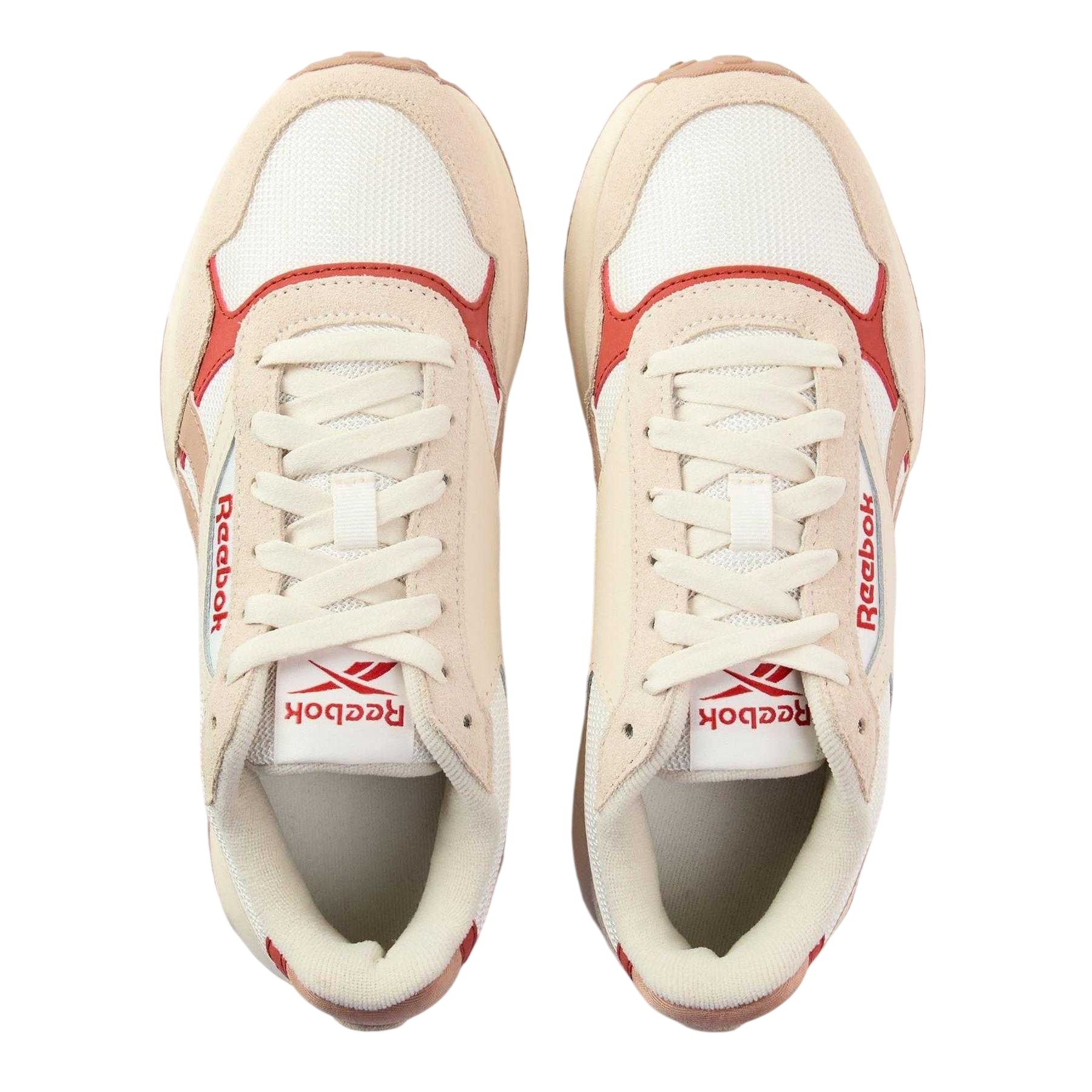 Chalk-Red - Side - Reebok Childrens-Kids Glide DMX Suede Trainers
