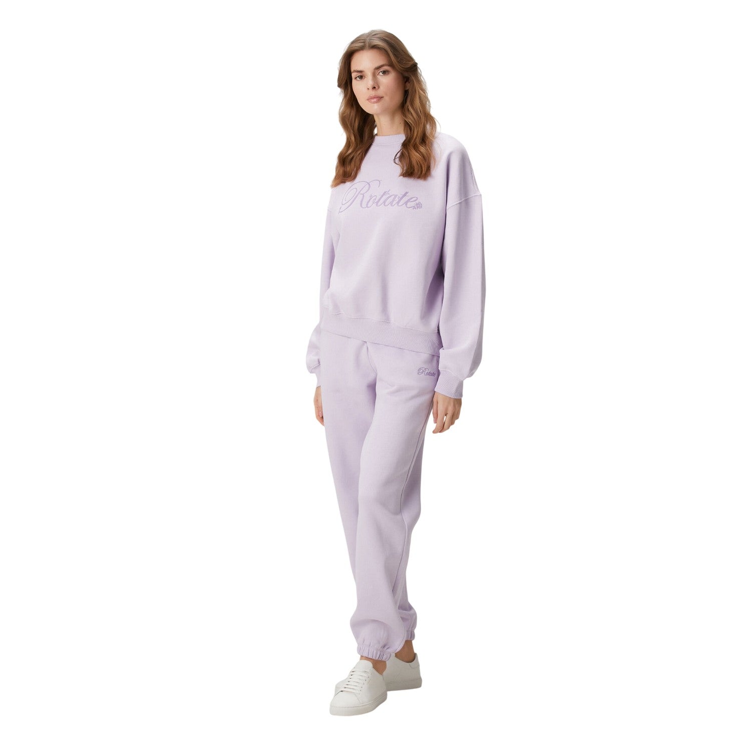 Purple - Lifestyle - Rotate Sunday Womens-Ladies Embroidered Logo Sweatshirt