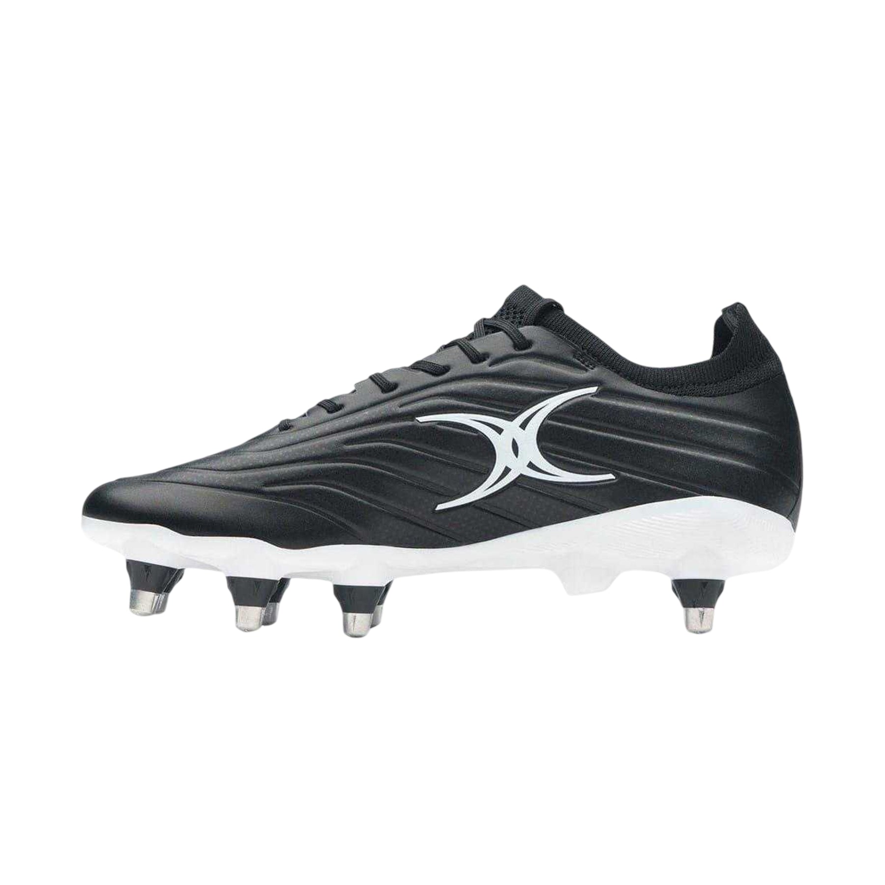 Black - Back - Gilbert Mens Icon Power 8 Leather Soft Ground Rugby Boots