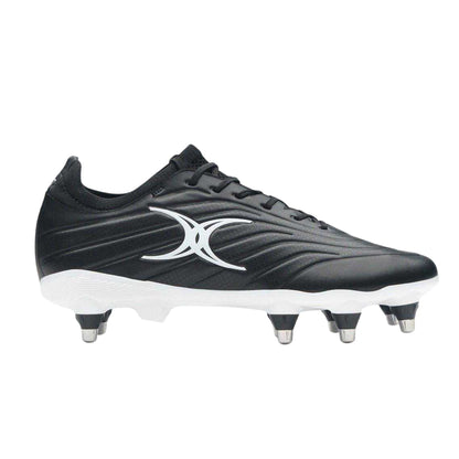 Black - Front - Gilbert Mens Icon Power 8 Leather Soft Ground Rugby Boots
