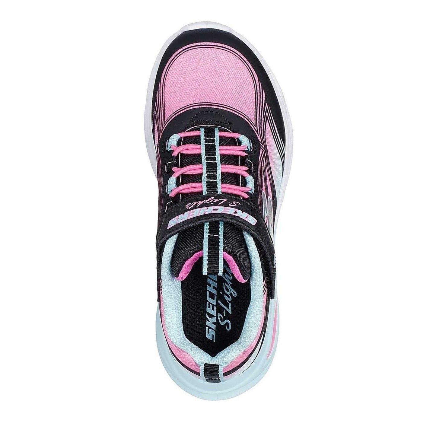 Black-Pink - Side - Skechers Childrens-Kids S-Lights Cosmic Glow Leather Trainers