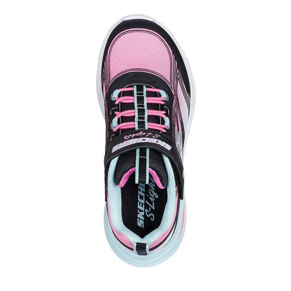 Black-Pink - Side - Skechers Childrens-Kids S-Lights Cosmic Glow Leather Trainers