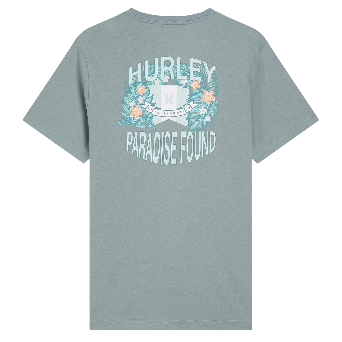 Grey-Blue - Back - Hurley Mens Paradise Found T-Shirt