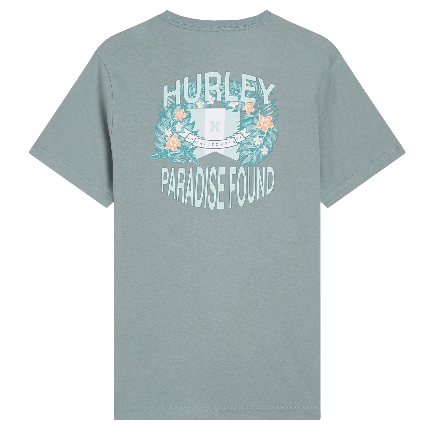 Grey-Blue - Back - Hurley Mens Paradise Found T-Shirt