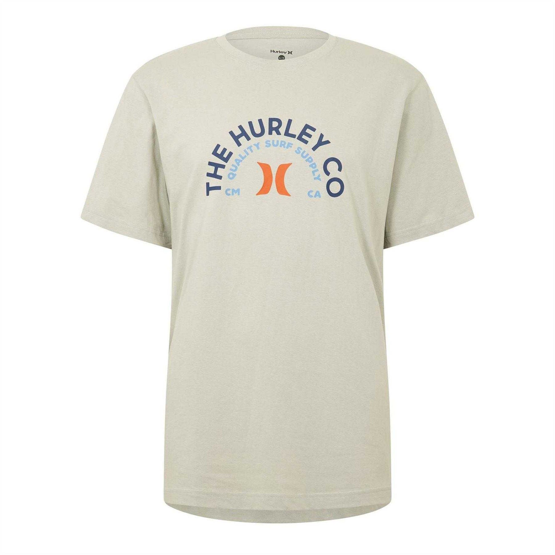 Grey - Front - Hurley Mens Curved Logo T-Shirt