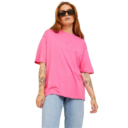 Carmine Rose - Side - JJXX Womens-Ladies Logo Loose T-Shirt