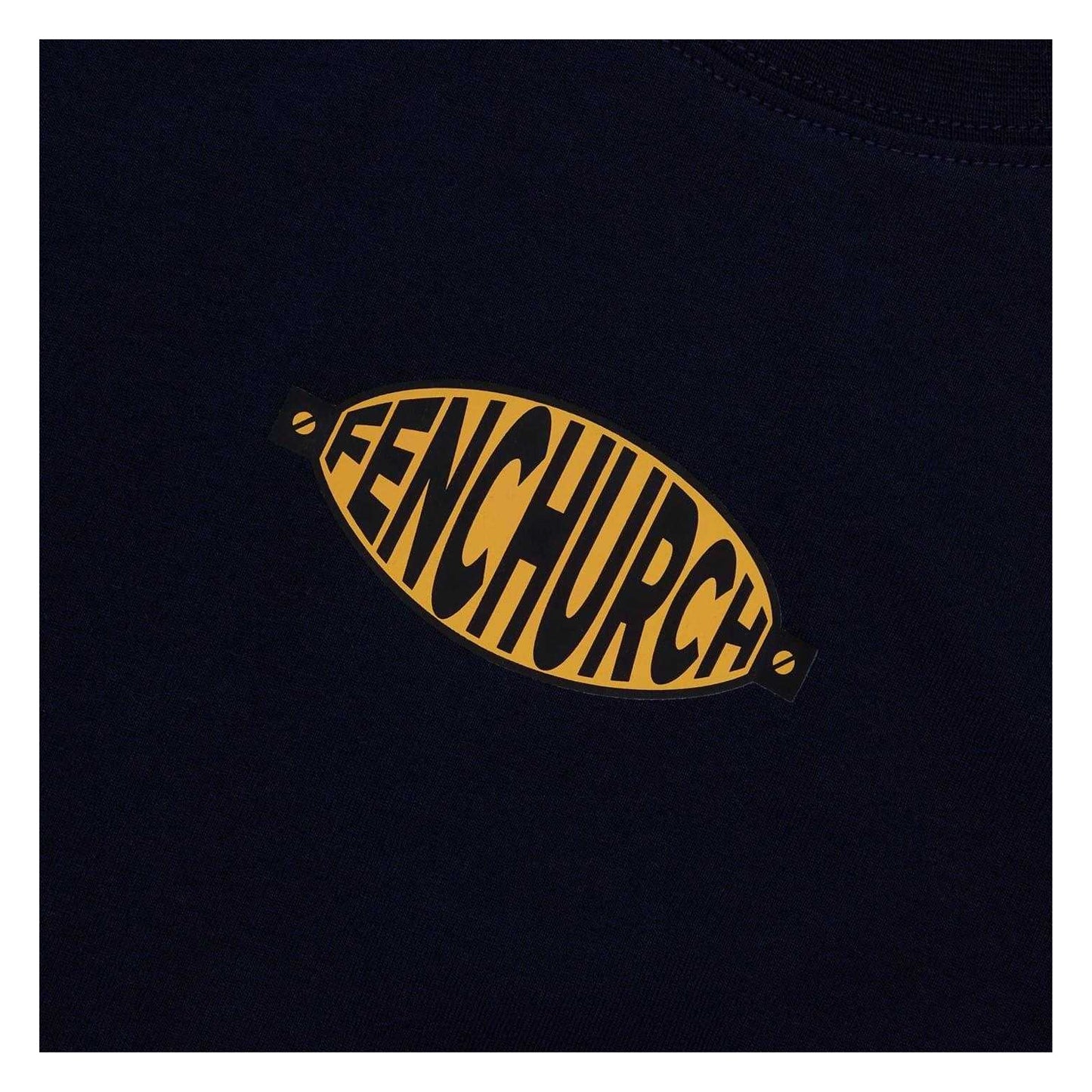 Navy - Side - Fenchurch Mens Oval Logo Regular Long-Sleeved T-Shirt