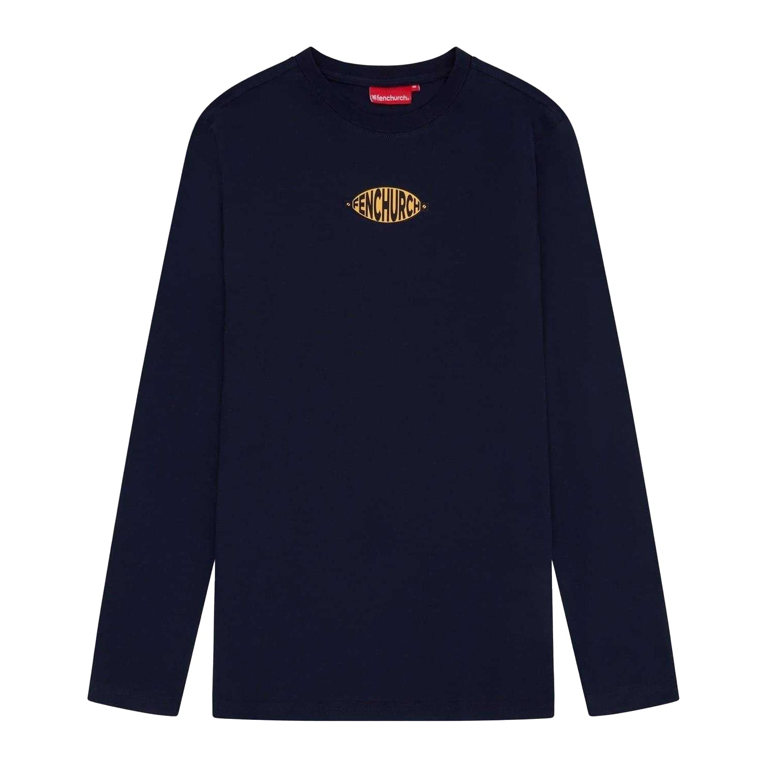 Navy - Front - Fenchurch Mens Oval Logo Regular Long-Sleeved T-Shirt