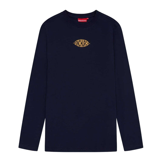 Navy - Front - Fenchurch Mens Oval Logo Regular Long-Sleeved T-Shirt