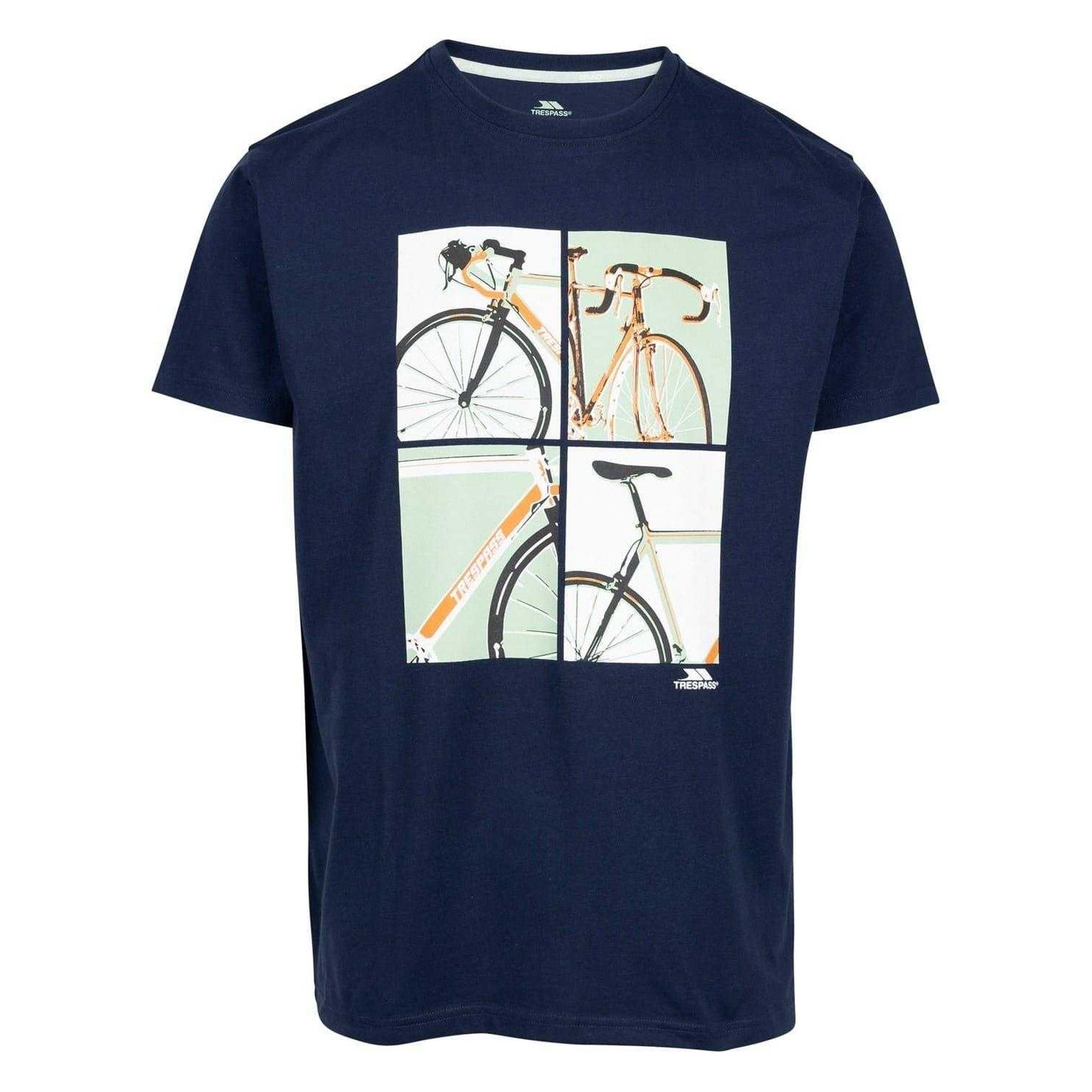 Navy - Front - Trespass Mens Bicycle Crew Neck Regular Short-Sleeved T-Shirt