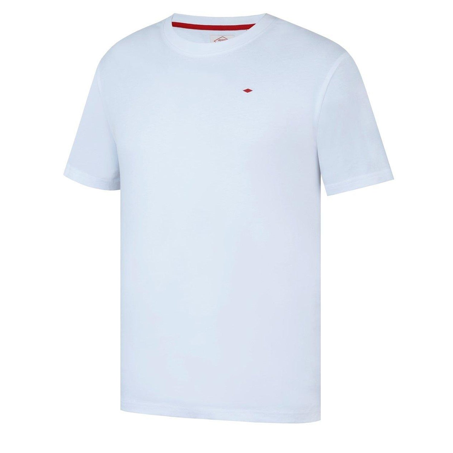 White - Side - Lee Cooper Mens Essentials Small Logo Crew Neck T-Shirt