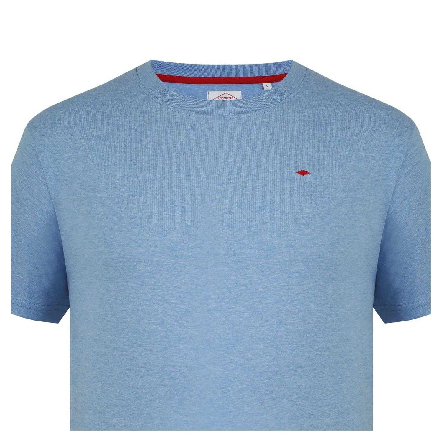 Sky Blue - Lifestyle - Lee Cooper Mens Essentials Small Logo Crew Neck T-Shirt