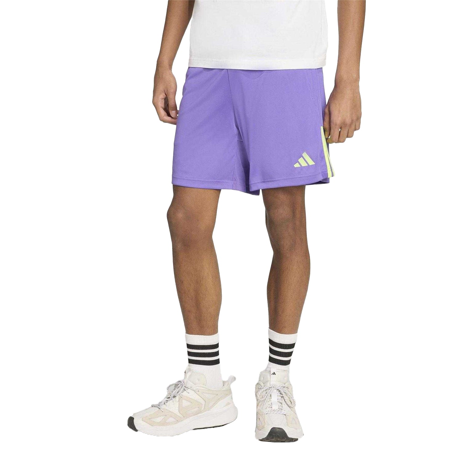 Purple-Yellow - Side - Adidas Mens Sereno Training Shorts